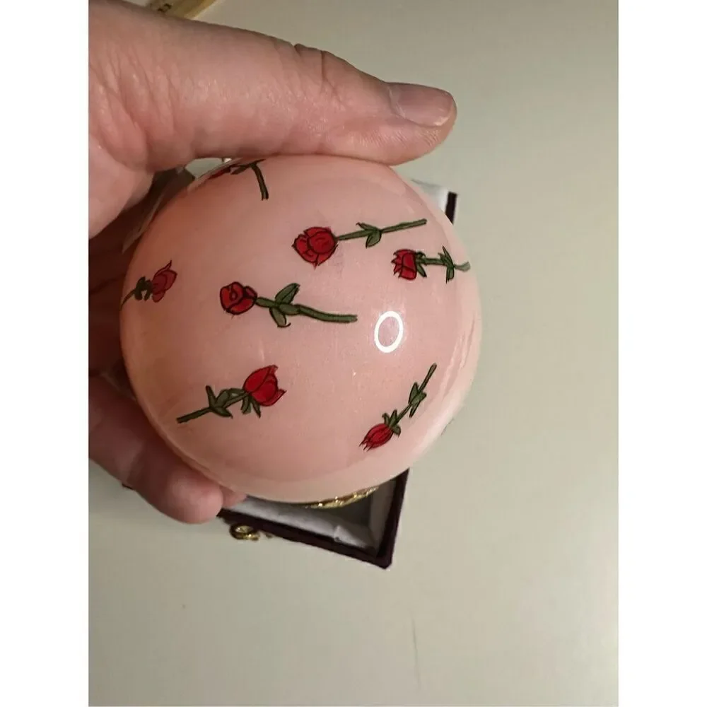 Vintage Collectible Betty Boop Glass Pink Roses Christmas Ornament Hand Painted